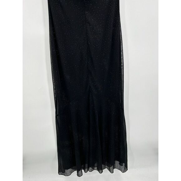 GUNNE SAX Jessica McClintock Black Sparkle Halter Maxi Dress Gown Size 11 / 12 - Picture 6 of 8